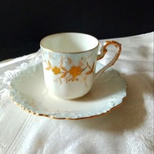 Antique Limoges porcelain demitasse cup & saucer
